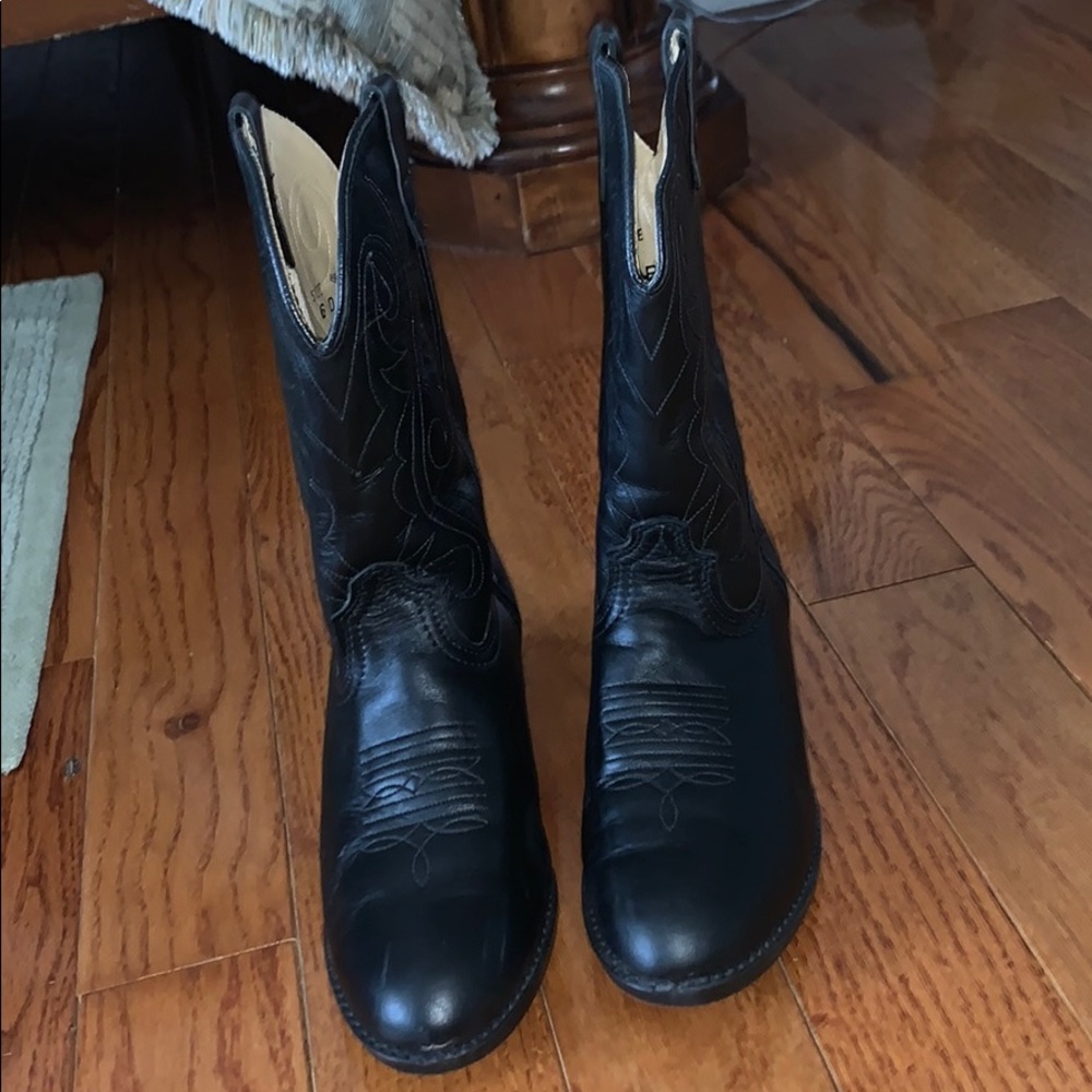 Small Frye Black Women’s Leather Cowboy Boots